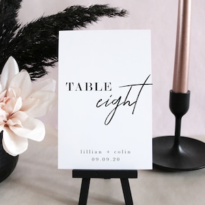 Modern Wedding Table Numbers Template, Classic Black and White Printable, Formal Classy Instant Download, DIY Editable and Customizable TA35