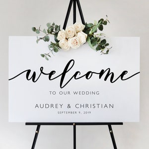 ELOISE Modern Script Wedding Welcome Sign Template, Ceremony Sign Reception Sign Printable, Instant Download, Editable and Customizable