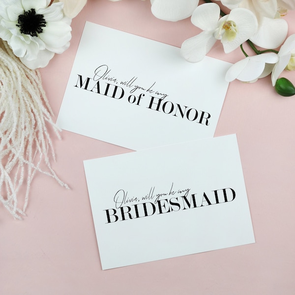 Modern Minimalist Bridesmaid Proposal Card Template, Maid of Honor Card Printable, Will you be my Bridesmaid Card, Bridal Party Card TA35