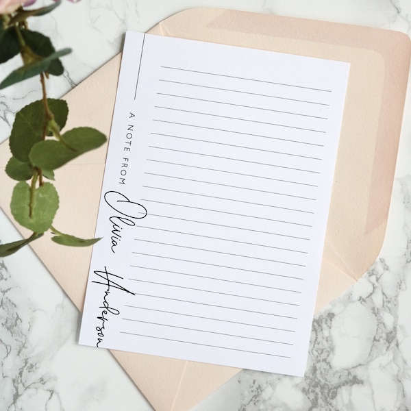 Modern Script Calligraphy Personalized Name Stationery Editable Template, Stylish Notecard Letterhead Printable Template, Instant Download