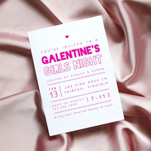 Galentine's Party Invitation Template, Modern Hot Pink Vday Invitation, Valentine's Day Girls Night Party Printable, Instant Download GV53