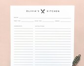 Minimalist Recipe Sheet Template, Modern Recipe Page, Personalized Full Sheet Recipe Page, Cookbook Recipe Page Printable, Recipe Planner