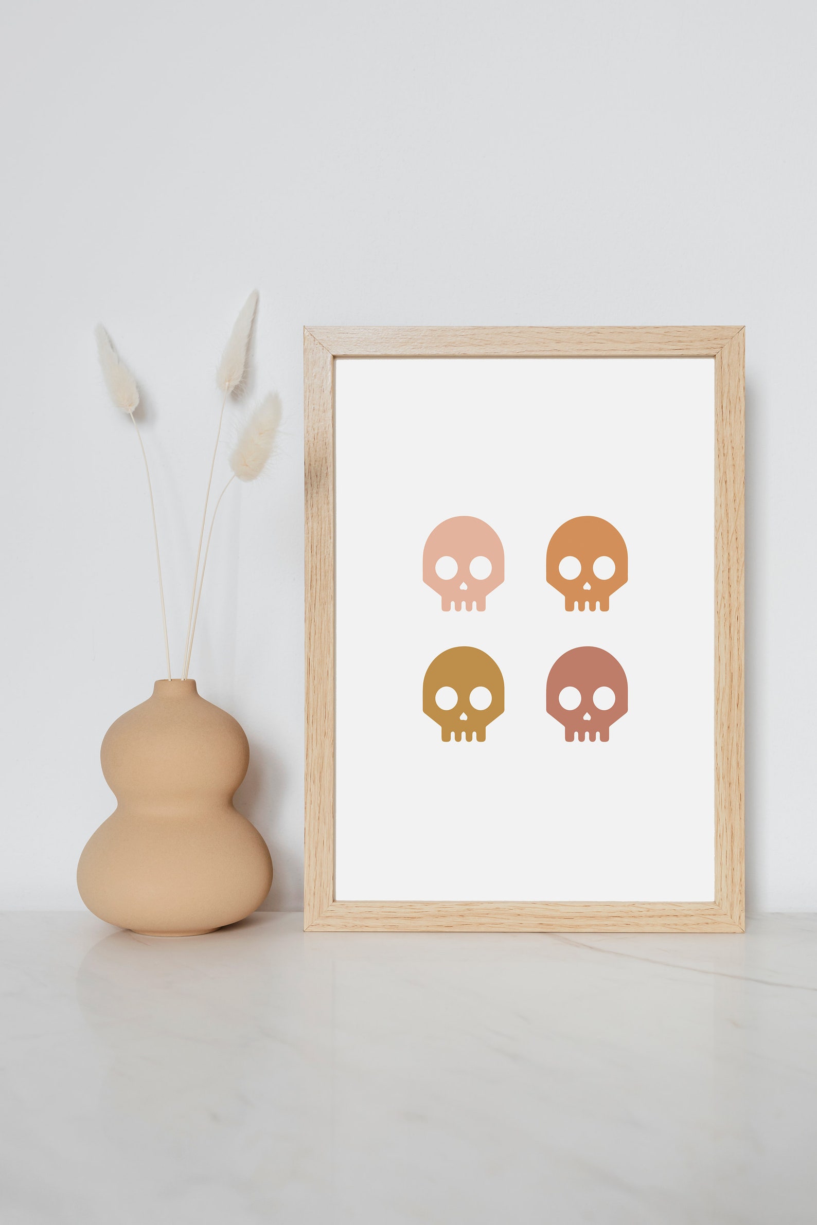 Boho Skull Art Print Printable Wall Art Fall Autumn Digital | Etsy