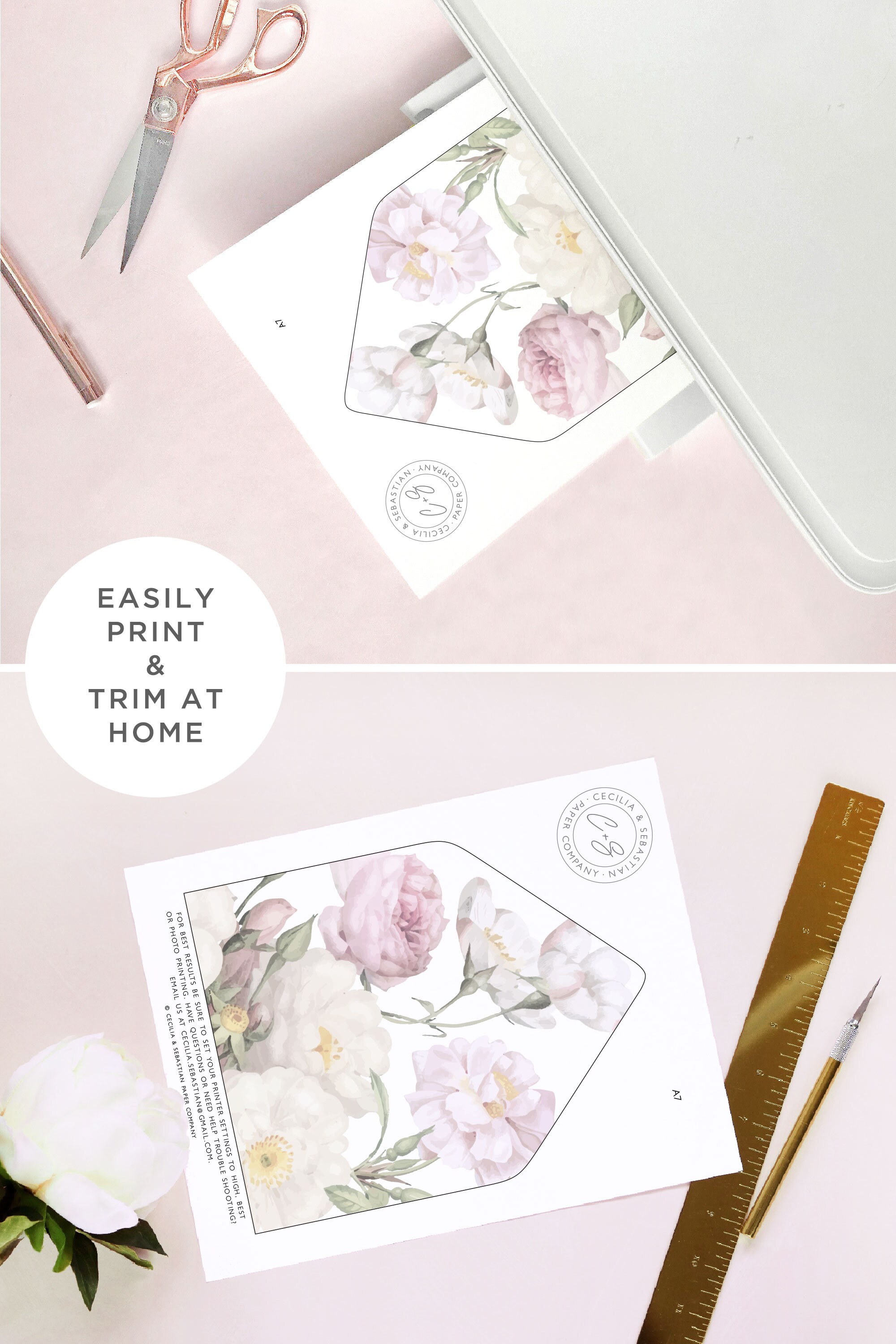 Blush Vintage Floral Envelope Liner Printable Template Etsy