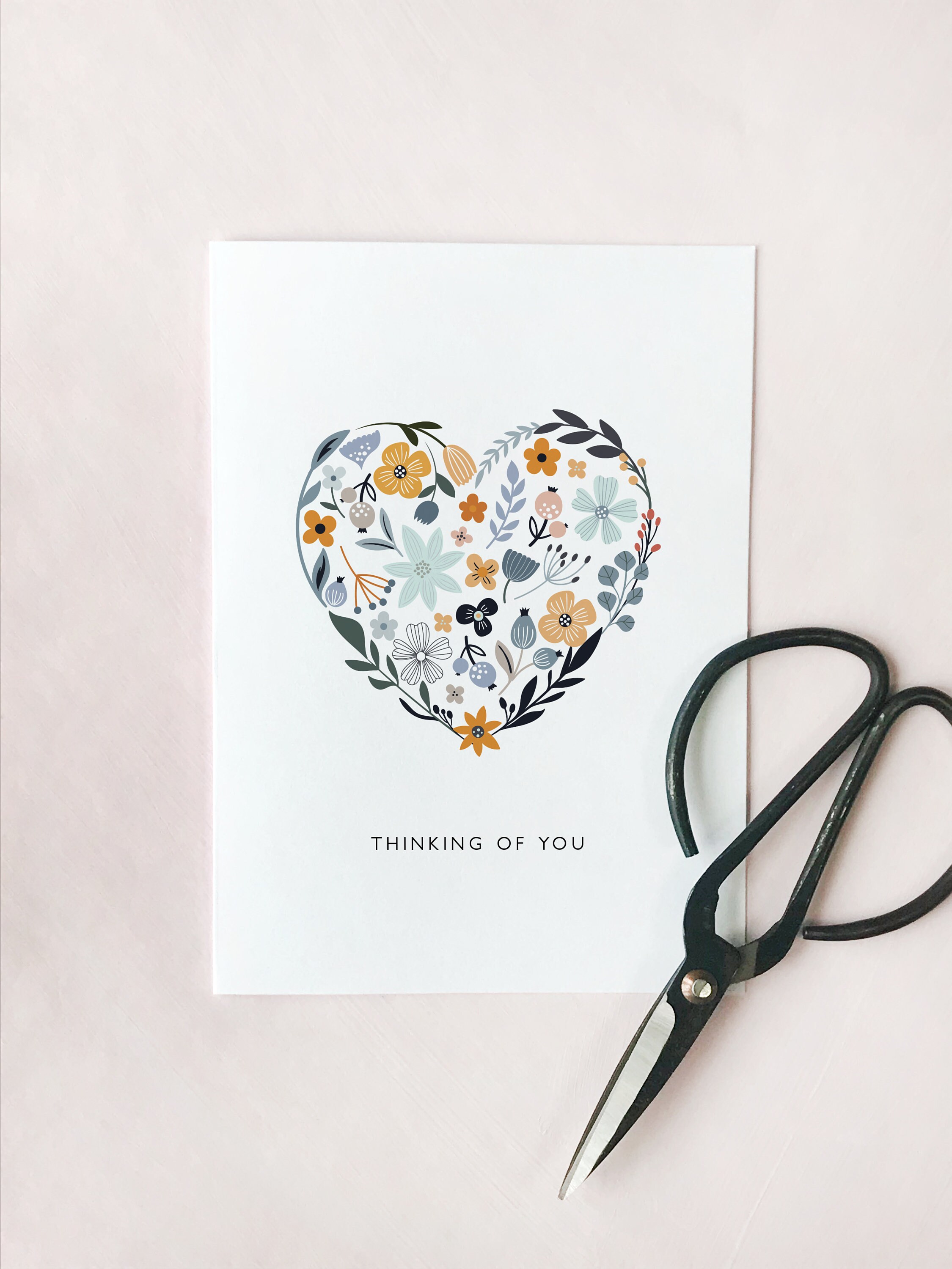 floral heart thinking of you printable card template sympathy etsy
