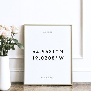 Coordinates Wall Art Printable Template, Personalized Anniversary Gift ...
