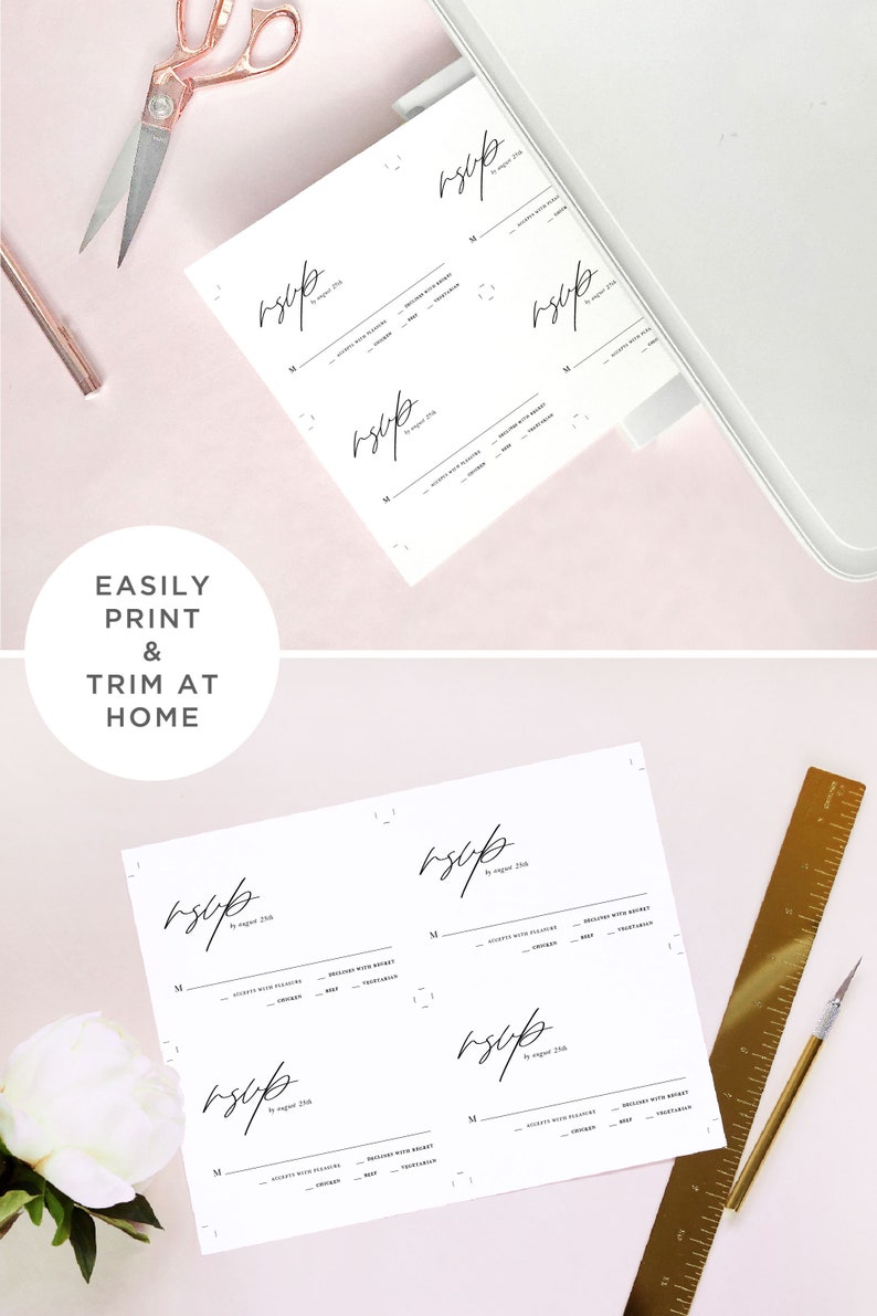 Minimalist Wedding RSVP Card Template Modern Script RSVP - Etsy