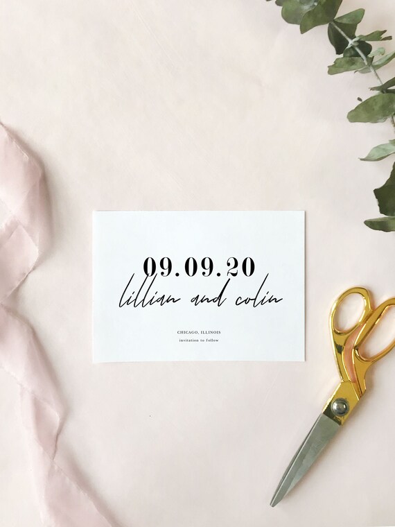 Modern Calligraphy Save The Date Printable Save the Date | Etsy