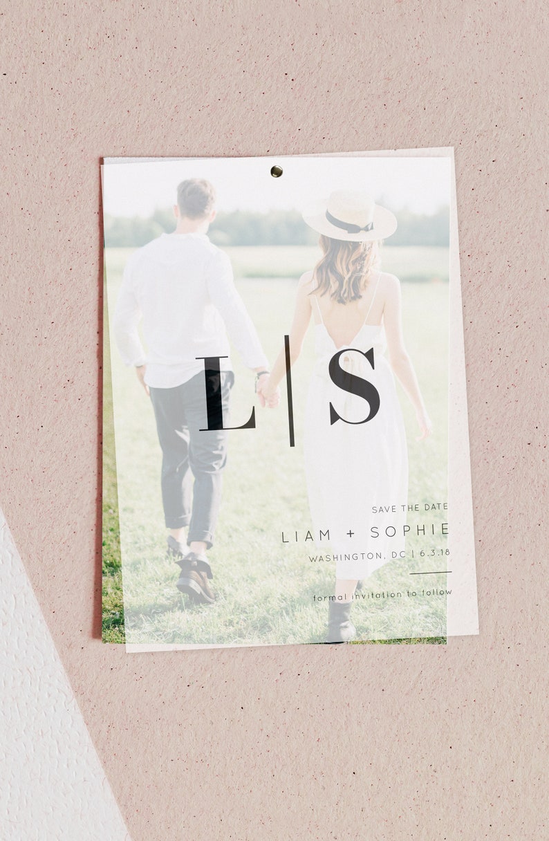 Vellum Photo Save the Date Template Vellum Overlay Save Our Etsy