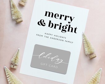 Modern Minimalist Holiday Gift Card Holder Editable Template, Bold Minimal Simple Printable Gift Card Holder, Instant Download MB92