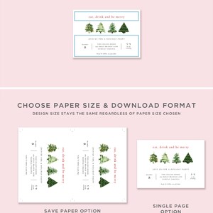 Holiday Party Invitation Editable Template, Classic Christmas Party Printable Invitation, Watercolor Christmas Trees, Instant Download CT92 image 9