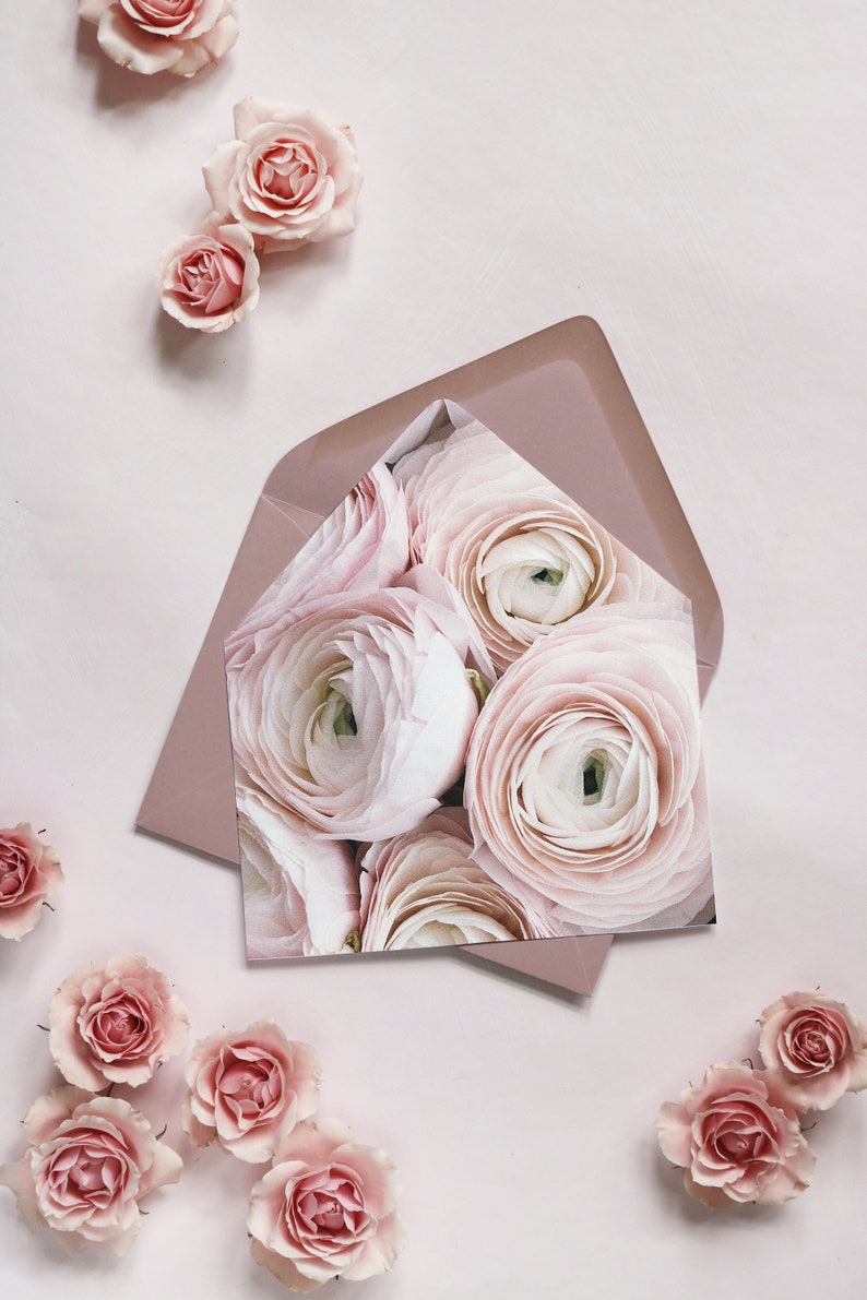 Blush Ranunculus Floral Envelope Liner Printable Template Etsy