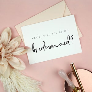 Will you be my Bridesmaid Card, Modern Minimalist Bridesmaid Proposal Card Template, Chic Wedding Bridal Party Card Printable B37 image 2