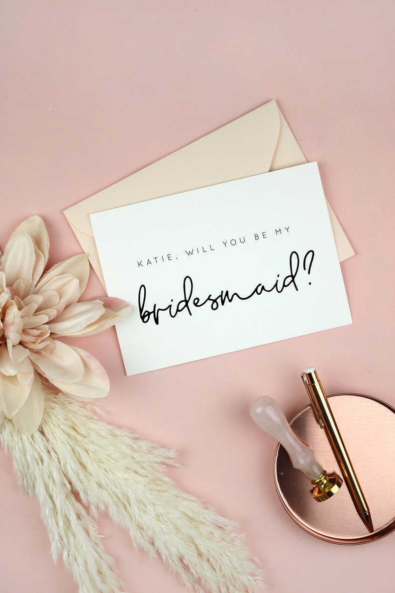 Will you be my Bridesmaid Card, Modern Minimalist Bridesmaid Proposal Card Template, Chic Wedding Bridal Party Card Printable B37 image 2