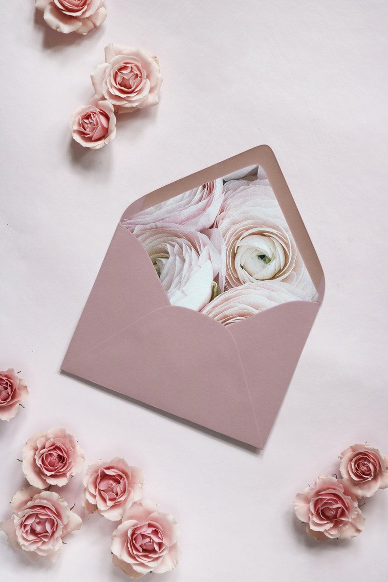 Blush Ranunculus Floral Envelope Liner Printable Template Etsy