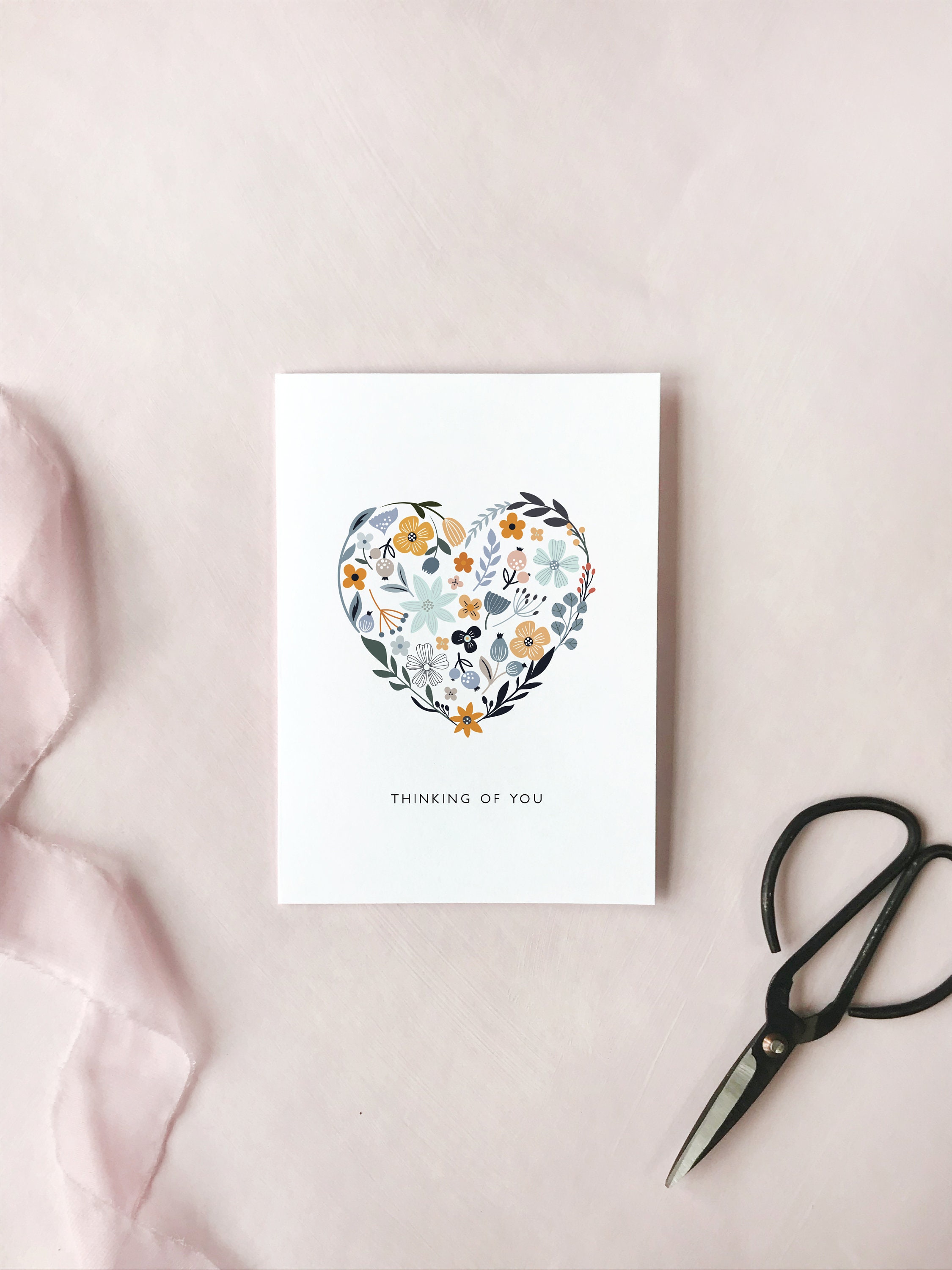 Floral Heart Thinking of You Printable Card Template Sympathy - Etsy