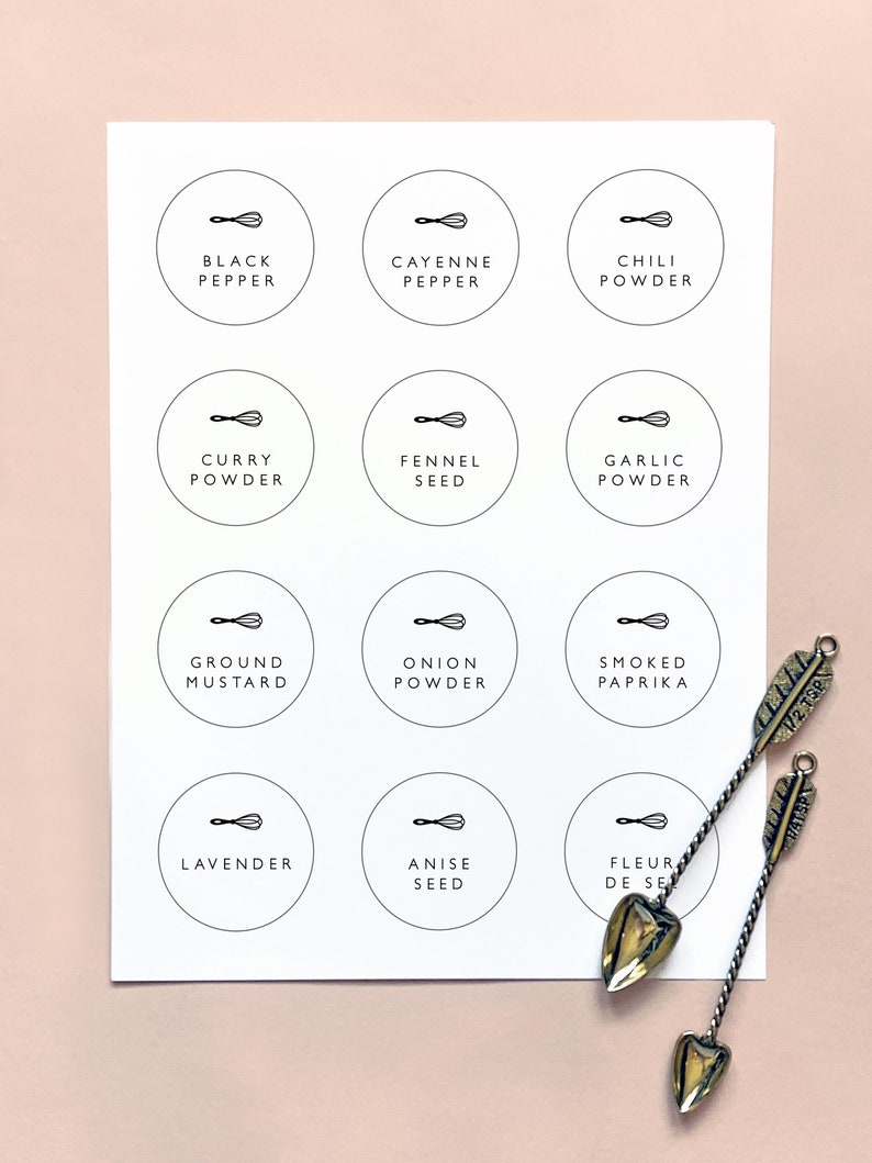 minimalist kitchen labels printable template 2 inch round