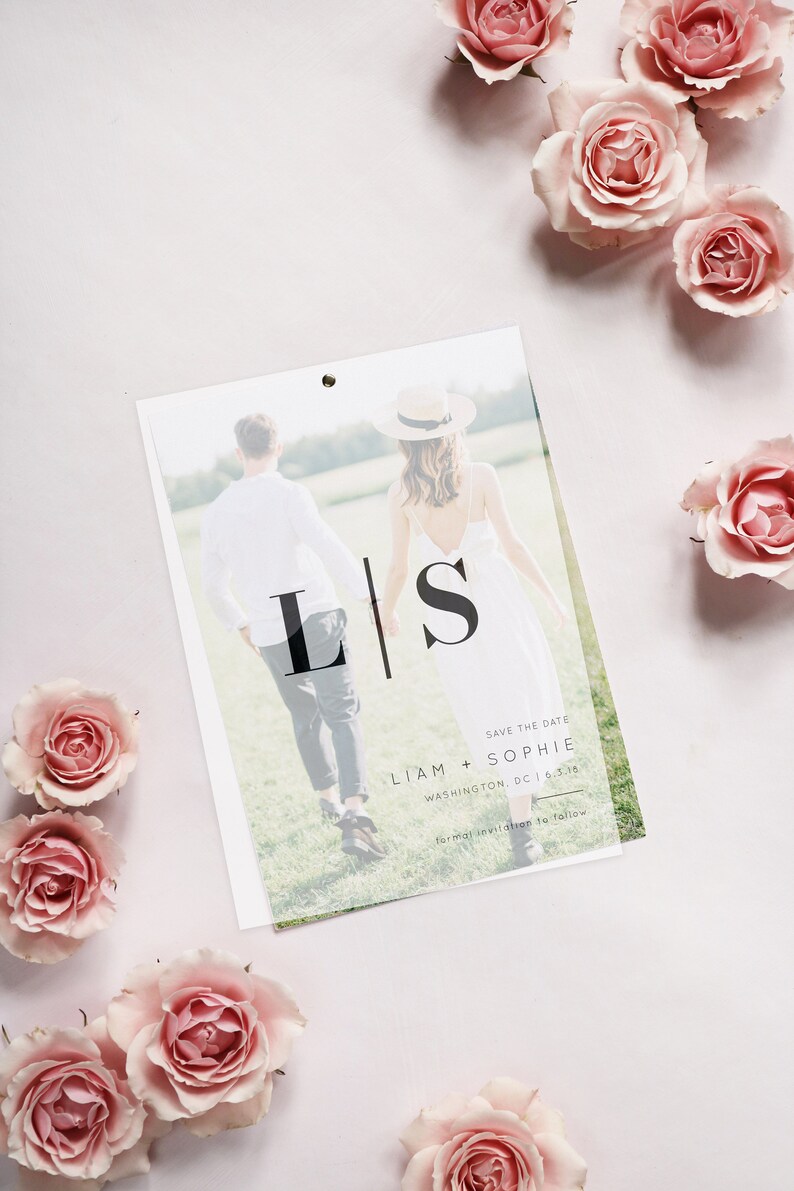 Vellum Photo Save the Date Template Vellum Overlay Save Our Etsy