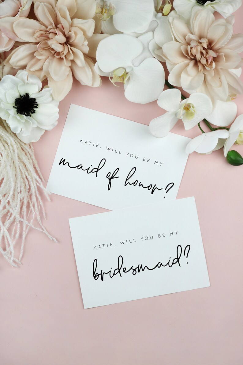 Will you be my Bridesmaid Card, Modern Minimalist Bridesmaid Proposal Card Template, Chic Wedding Bridal Party Card Printable B37 image 1