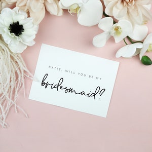 Will you be my Bridesmaid Card, Modern Minimalist Bridesmaid Proposal Card Template, Chic Wedding Bridal Party Card Printable B37 image 4