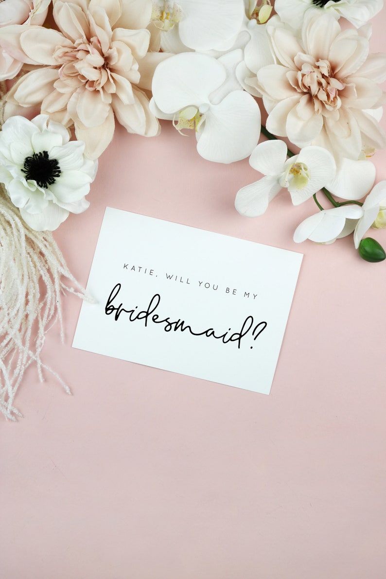 Will you be my Bridesmaid Card, Modern Minimalist Bridesmaid Proposal Card Template, Chic Wedding Bridal Party Card Printable B37 image 4