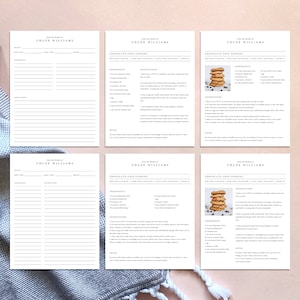 Classic Personalized Recipe Cookbook Template Bundle, Recipe Page Printable, Customizable Recipe Binder, Recipe Book, Instant Download CK81