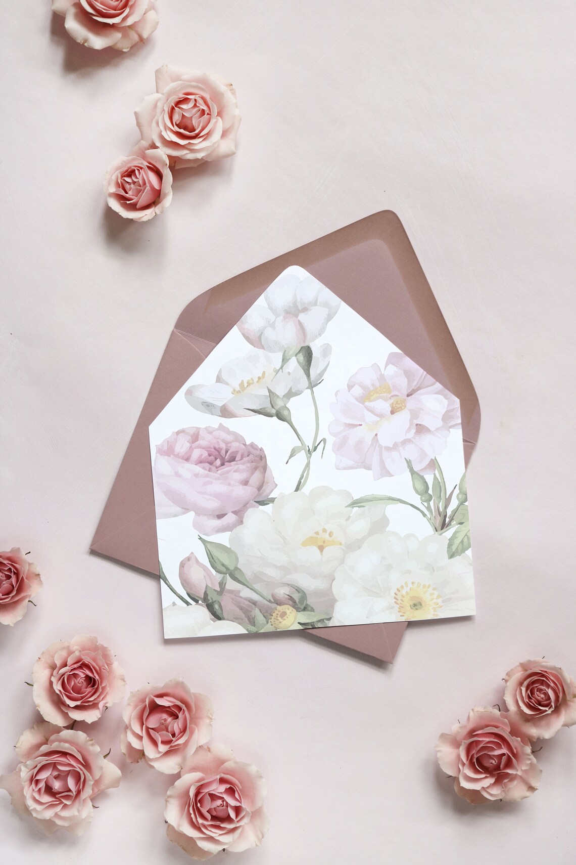 Blush Vintage Floral Envelope Liner Printable Template Etsy