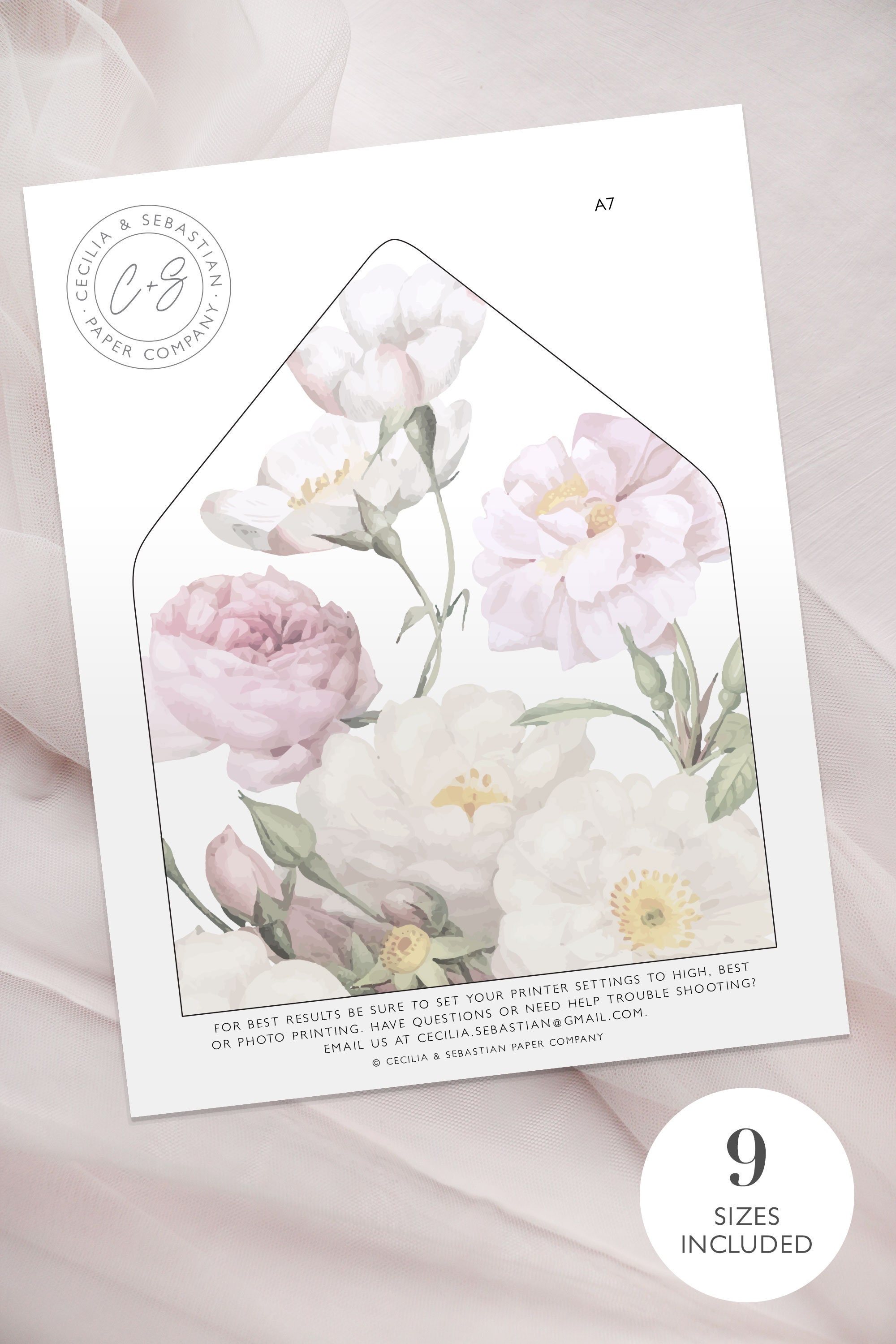Blush Vintage Floral Envelope Liner Printable Template Etsy