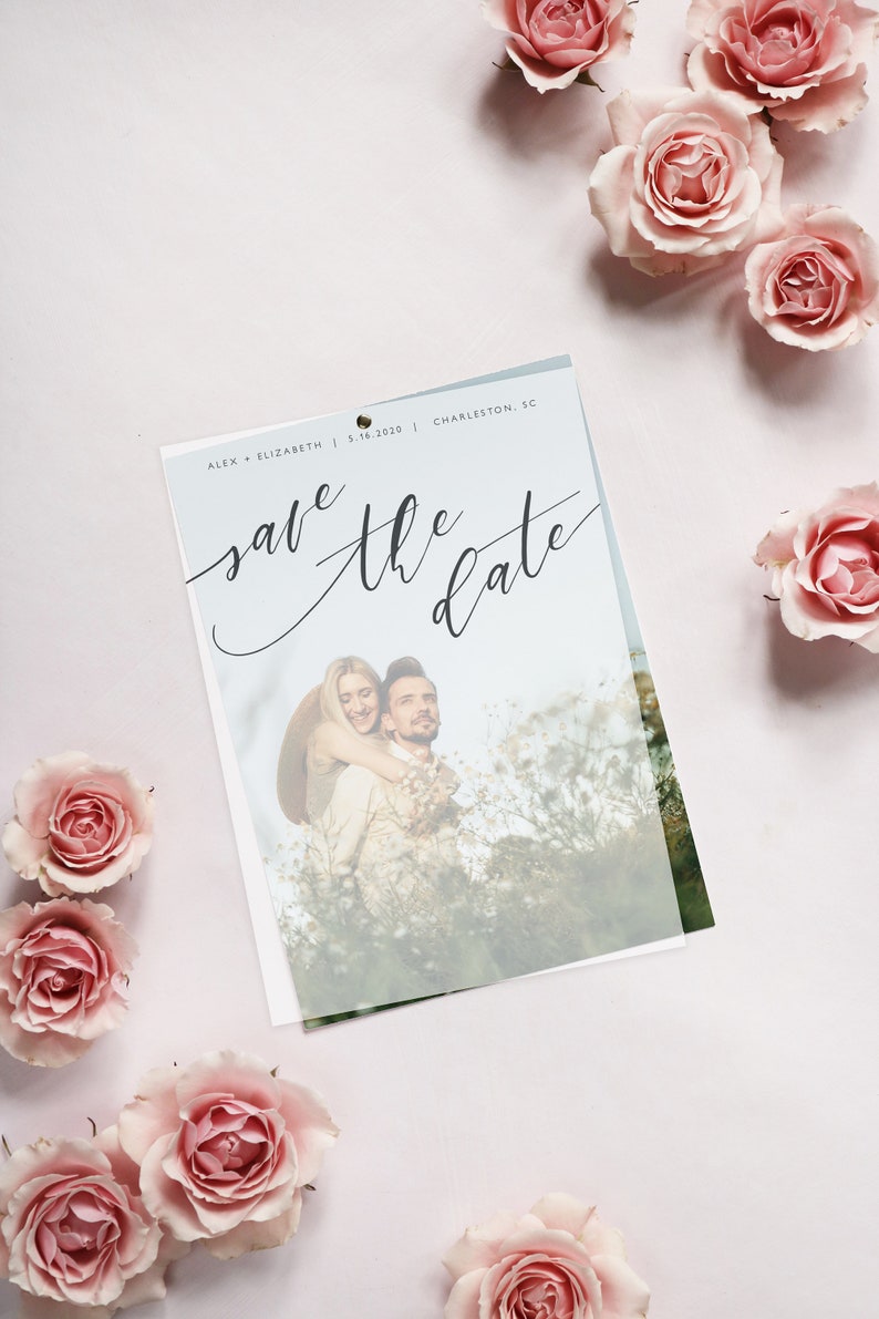 Vellum Photo Save the Date Template Vellum Overlay Save Our Etsy