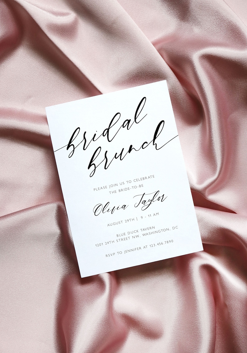 Elegant Wedding Shower Printable Invitation Modern Calligraphy Bridal Shower Invitation Template Minimalist Bridal Brunch Invitation CL38