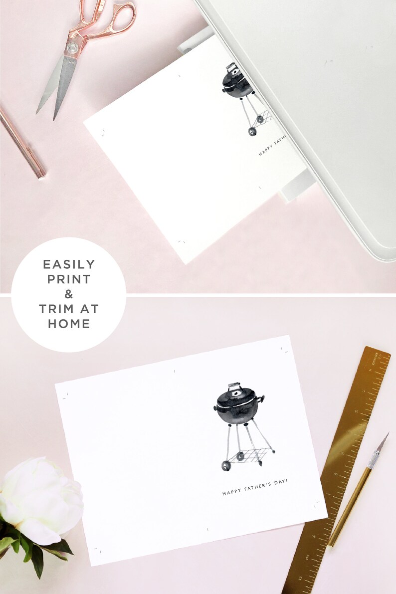 Happy Father's Day Card Printable Template Black - Etsy