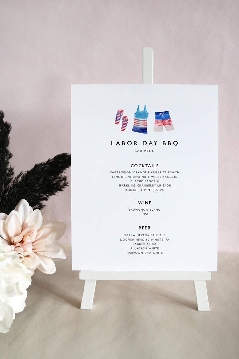 Barbecue Drinks Menu Template Summer Cookout Printable Menu Etsy