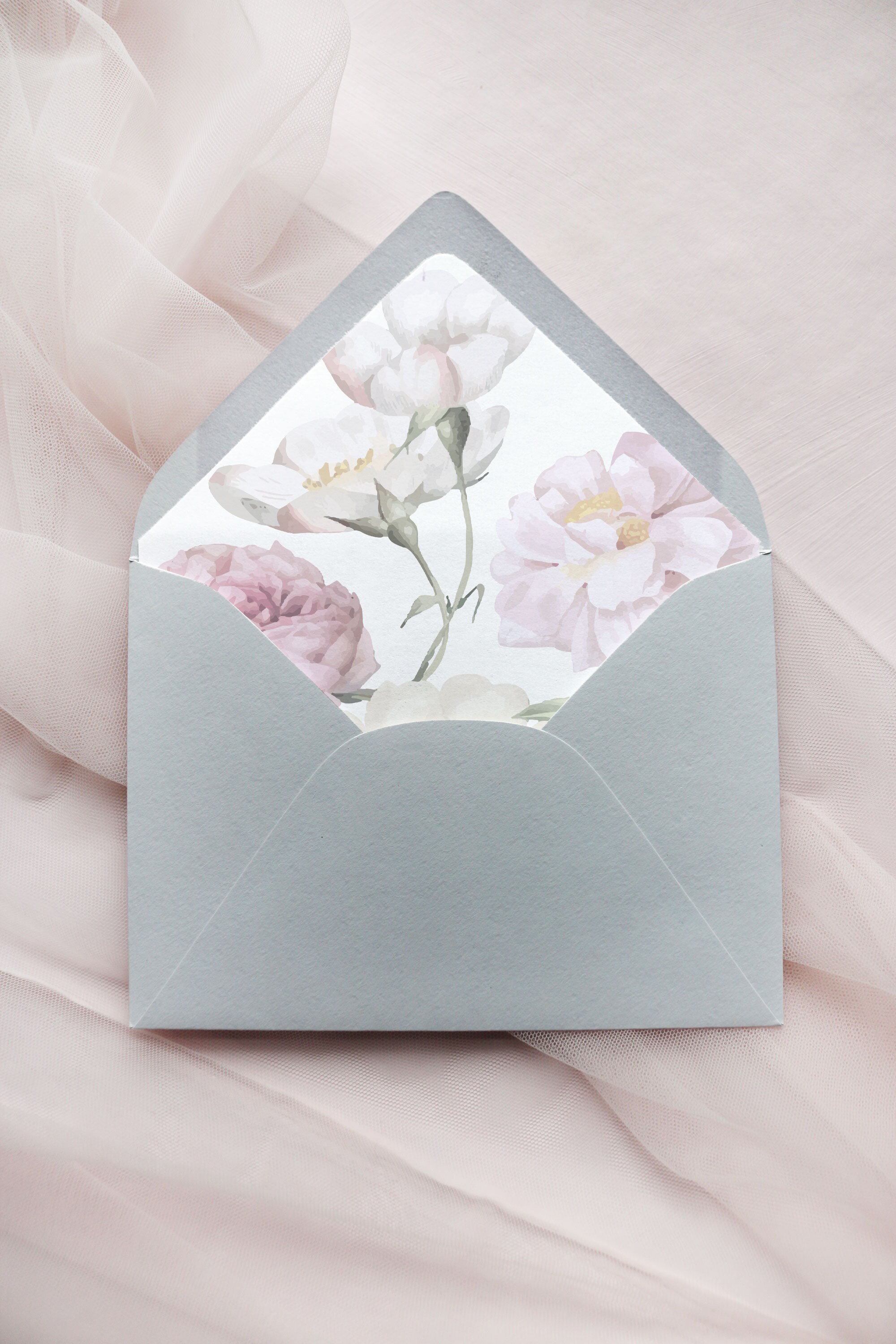 Blush Vintage Floral Envelope Liner Printable Template Etsy
