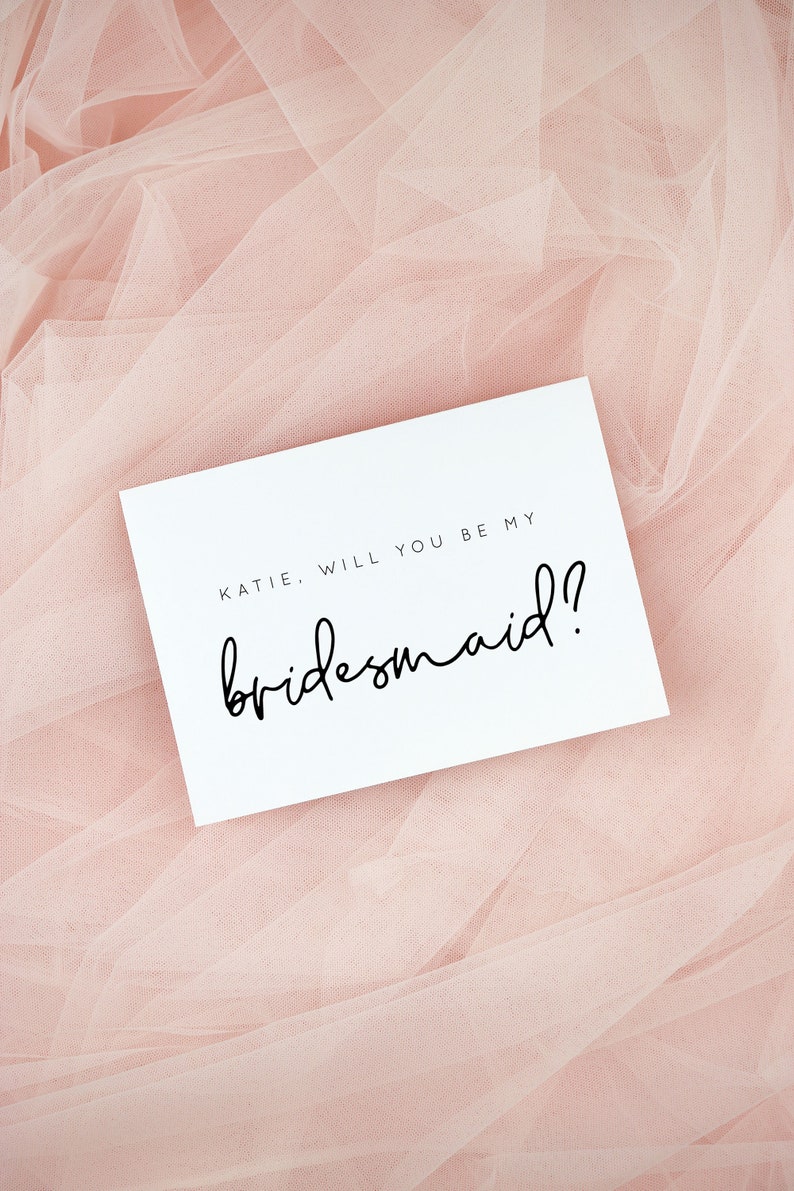 Will you be my Bridesmaid Card, Modern Minimalist Bridesmaid Proposal Card Template, Chic Wedding Bridal Party Card Printable B37 image 3