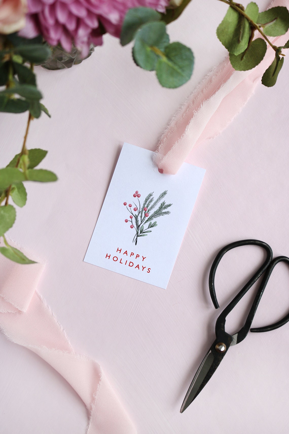 Holly Christmas Gift Tags Printable Template Modern - Etsy