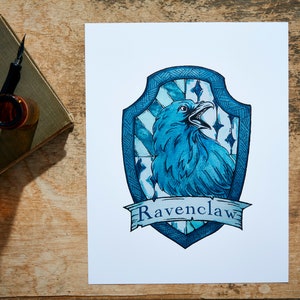 Wizard Artwork | Watercolor Print | House Crest | Magical Art Print | Wizard Print | Magical Art | Gift | Birthday | Holiday | Raven | Bird