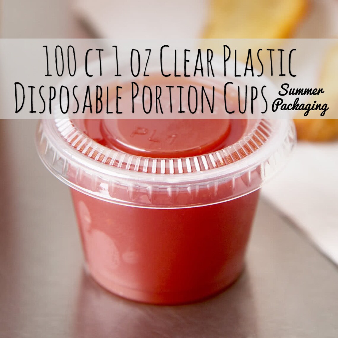 100 Ct 1 Oz Clear Plastic Portion Cups, Jello Shot Condiment Sauce Dip