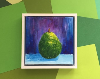 Framed pear still life original wall art - Fruit still life gift for pear lovers - Irish still life art - Original pear wall decor art