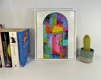 Original colorful abstract painting of historical Dublin Georgian Doors - Perfect anniversary wall decor gift for art lovers