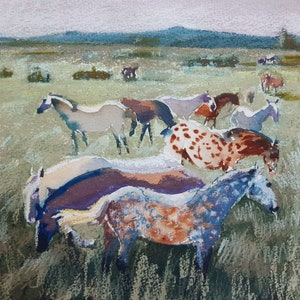Field of Horses II | Horse painting | Horse Gift | Wild horses | Horse Art print | Horse decor