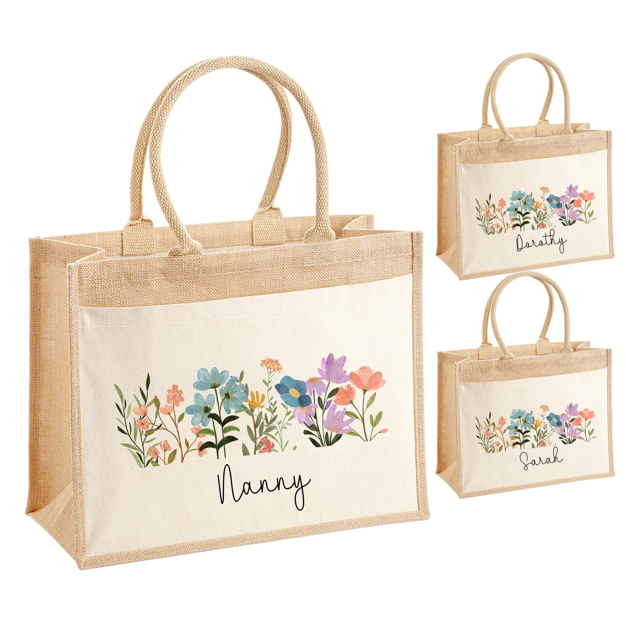 Sac En Toile De Jute Personnalisé Avec Motif Gâteau - Tote Bag Cadeau Pour Femme, Anniversaire, Mariage - Doublure Imperméable