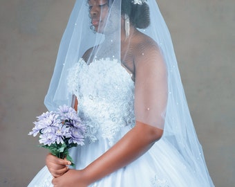 Classic White Wedding Veil Tulle 2 Layers Bridal Veil