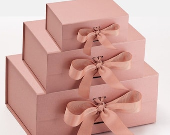 Luxury Extra Large Rose Gold Square Gift Box - Magnetic Gift Box - Wedding Hamper - Bridal Gift Box - Baby Shower gift box