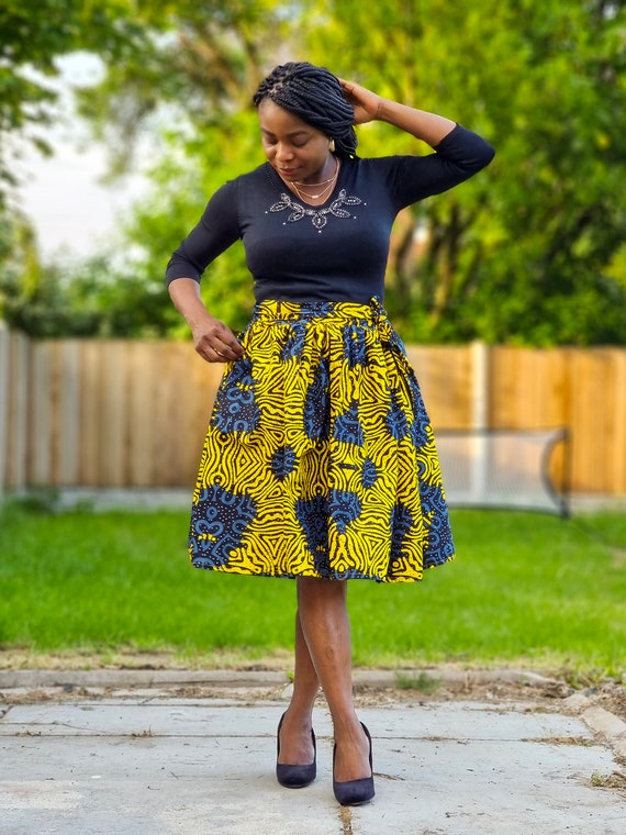 Ankara Skirt/African Print Skirt/Mid Length Skirt/Knee Length | Etsy