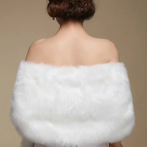 White Faux Fur Bridal Wrap, Faux Fur Bridal Bolero, Wedding Jacket Bridal Shawl image 2