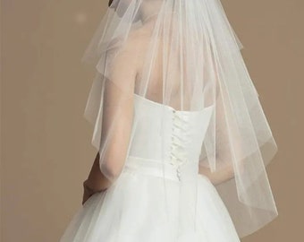 Classic Ivory Wedding Veil Tulle 2 Layers Bridal Veil