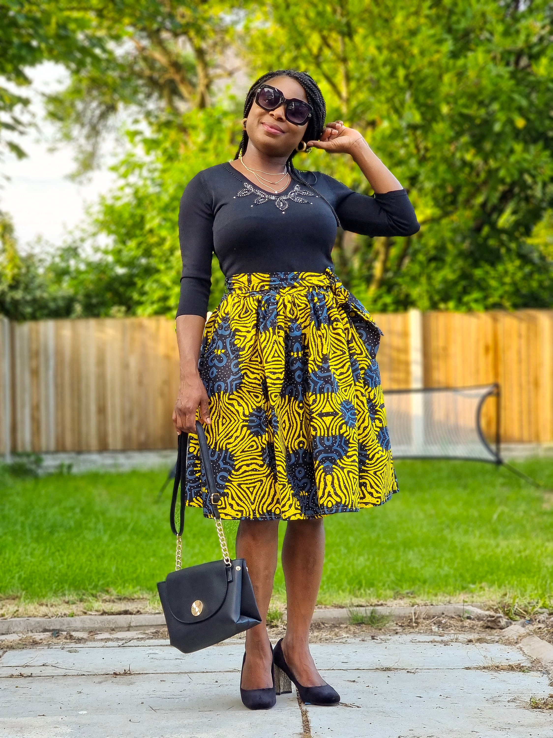 Ankara Skirt/African Print Skirt/Mid Length Skirt/Knee Length | Etsy