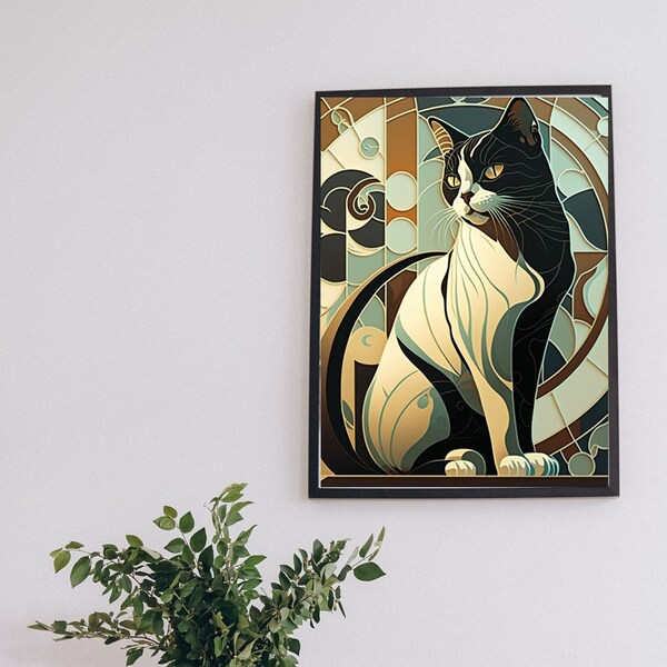 Art Deco Cat Etsy