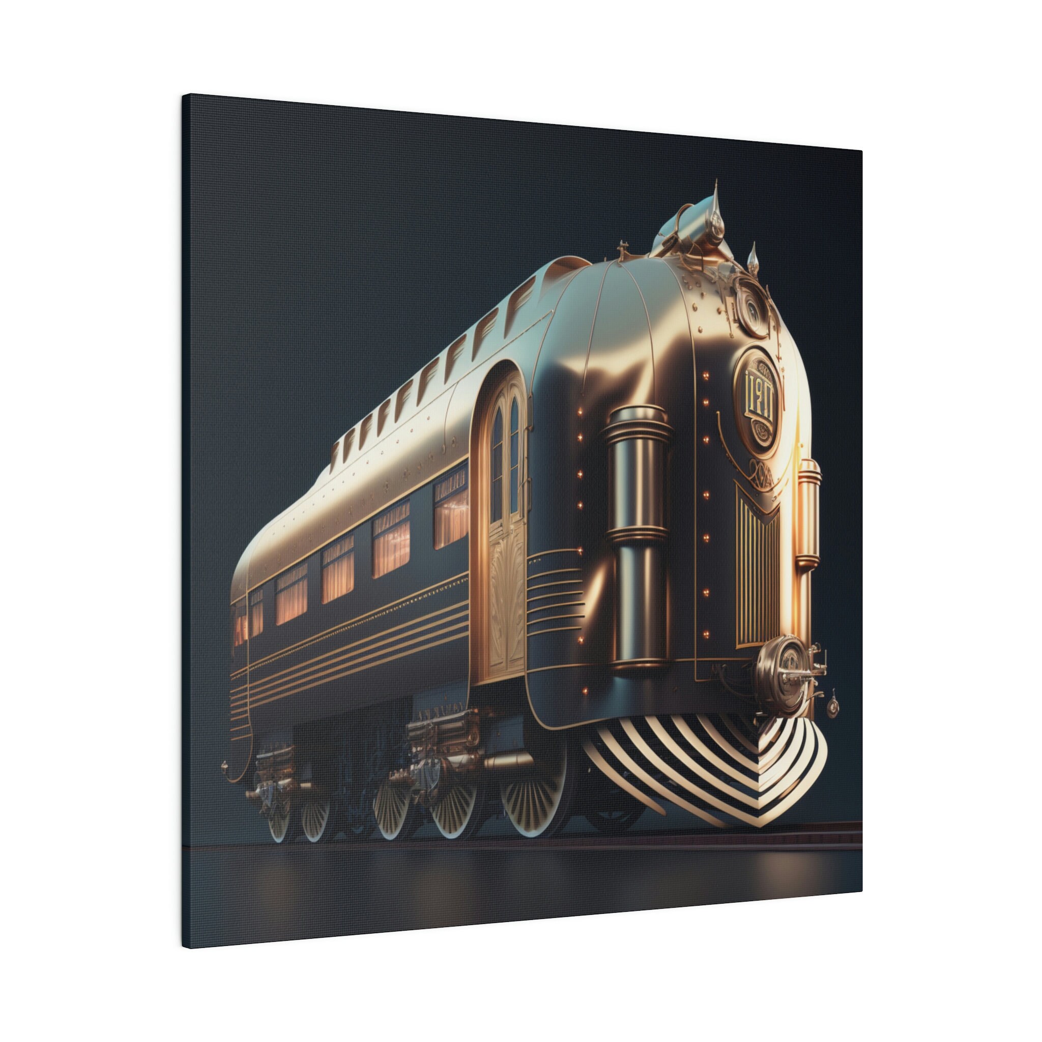 Black and Gold Accent Art Deco Vintage Train Wall Canvas Print, Vintage