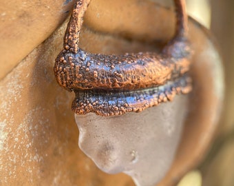 Copper and Sea Glass Pendant, Electroformed Necklace, Necklace, Electroformed Jewelry, Sea Glass Jewelry, Copper Jewelry, Sea Glass Pendant